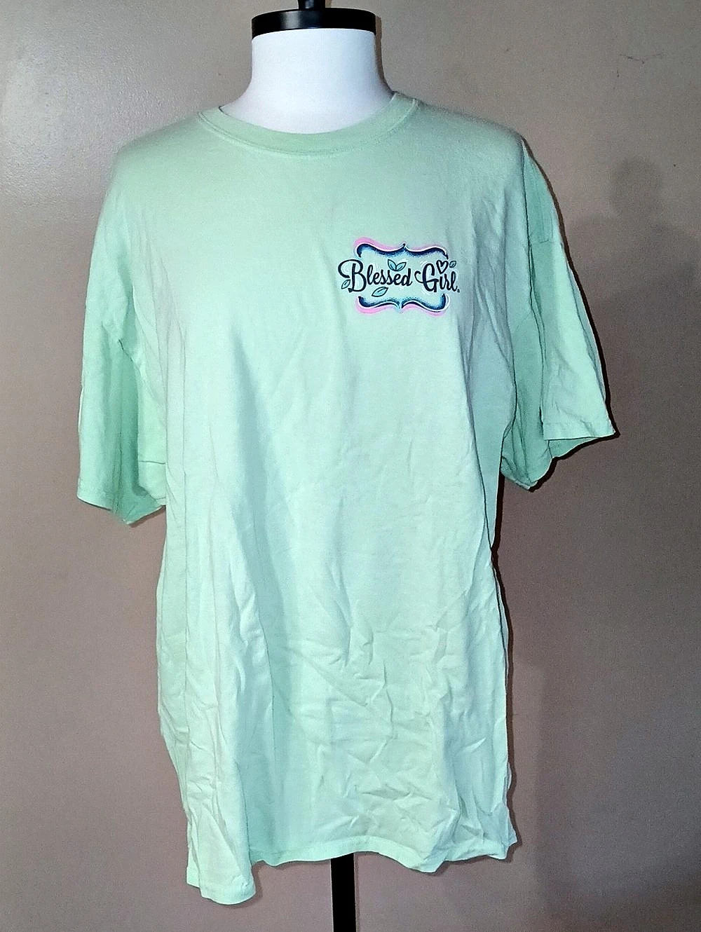 Blessed Girl Grace Wins Every Time Graphic Short Sleeve Tee in Green